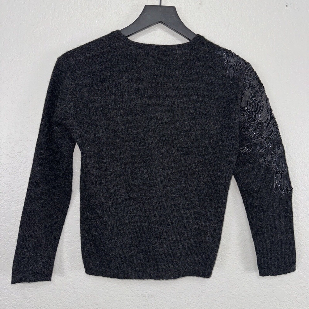 Anteprima Lambswool Sweater Women 40 Small Goth Dark Lace v-Neck Pullover Casual - Picture 4 of 9